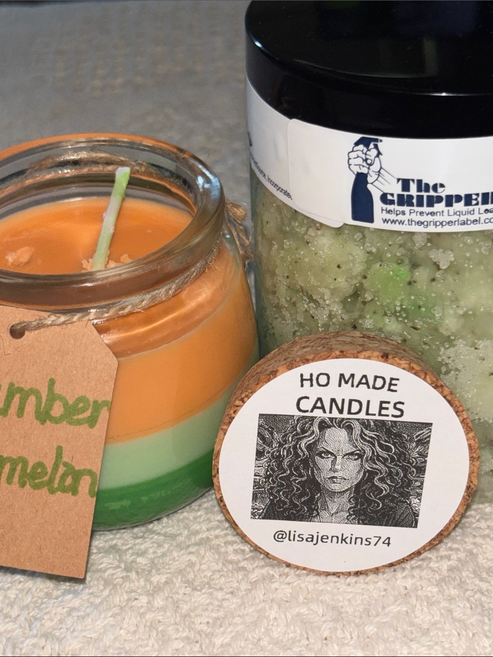 Ho Made Cucumber Cantamelon candle with body scrub